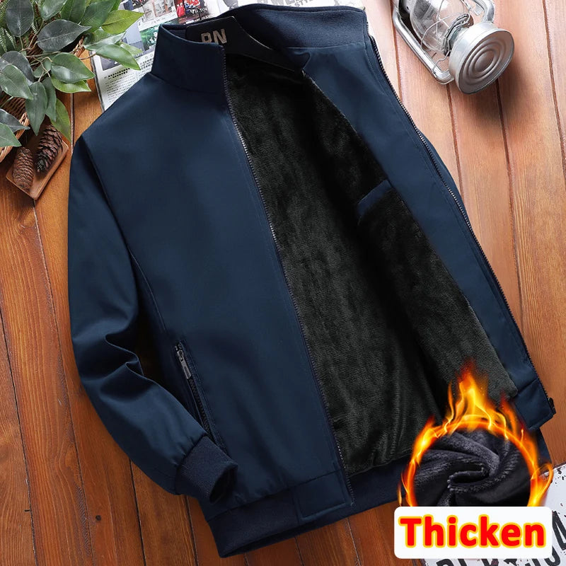 Warm Fleece Autumn Winter Jackets for Men Business Office Dress Coat Casual Men's Winter Jacket Solid Color Luxury Outerwear Man
