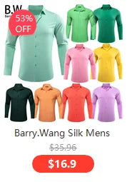 Barry.Wang Luxury Silk Mens Shirts Jacquard Floral Long Sleeve Formal Casual Breathable Male Blouses Wedding Business Prom Gift