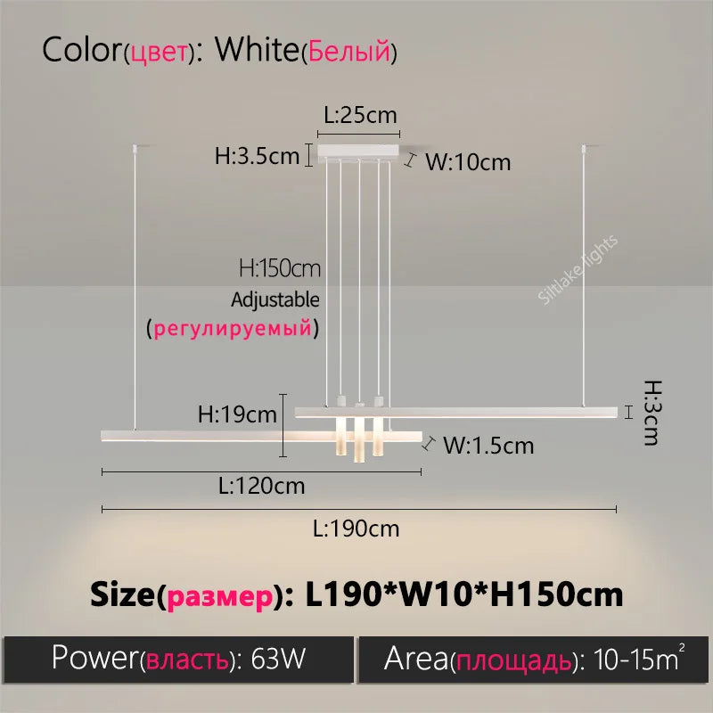 Modern light creative bar counter strip designer lamps LED Pendant Light  for Dining Table Kitchen Chandelier Memory Function