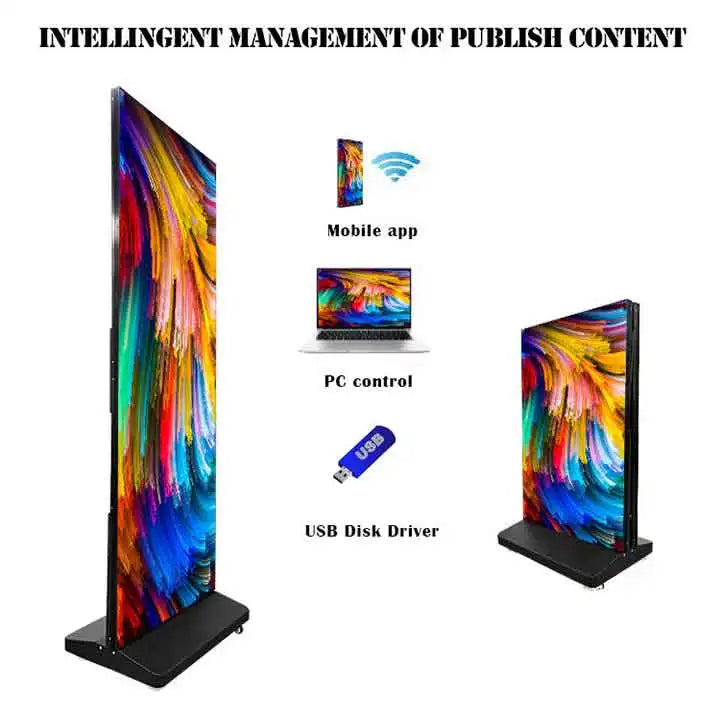 Factory Hot Selling Led Poster 640x1920mm Screen GOB P1.8 Flooring Standing LED Folding Advertising Poster Led Display Events