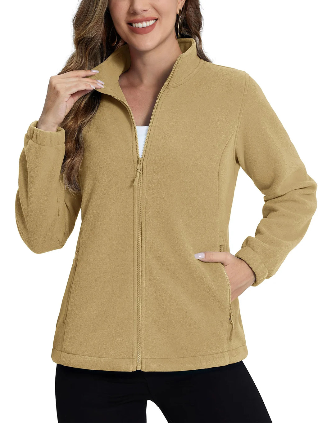 TACVASEN Women's Winter Fleece Jacket Lightweight Full Zip Sweatshirts Coat Casual Zipper Soft Warm Sweaters Outwear Female