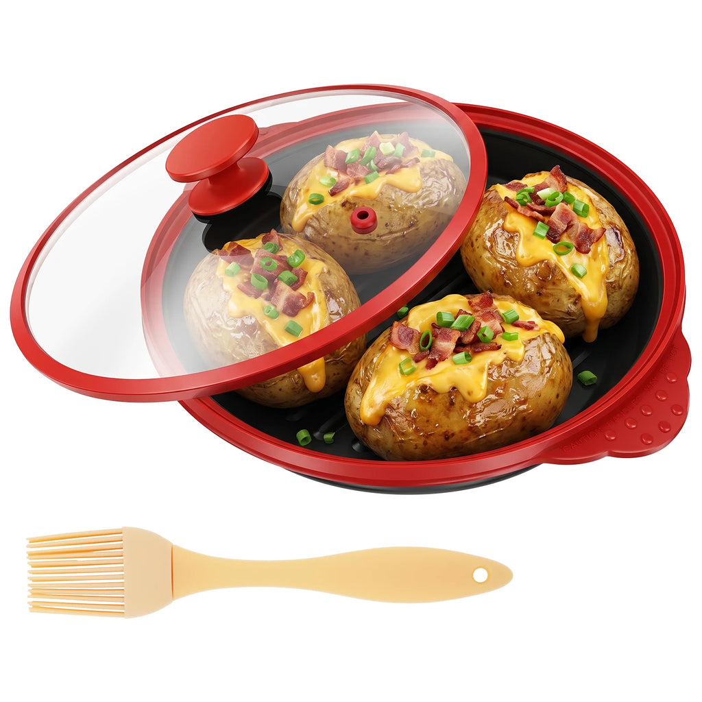 Microwave Grill Pan Non Stick Microwave Grilling Pan with Lids Large Capacity Microwaves Frying Pans for Cooking Kitchen Gadgets