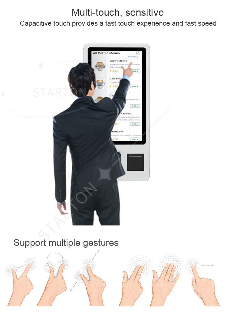 32inch Android Restaurant Menu Kiosks Self Service Ordering Bill Store Terminal Printer Pos Payment Banking Bakery Kiosk Machine