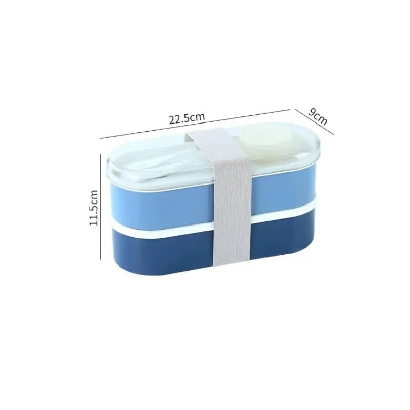 Double Layer Portable Lunch Box Set with Fork And Spoon Microwave Safe Bento Food Storage Container Dinnerware for Picnics And W