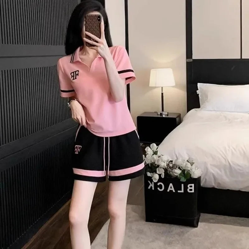 Women's Short Sets 2 Pieces Top and Bottom Tracksuit Female Shorts Sleeve Vacation Outfits Woman 2025 Novelty In New Products