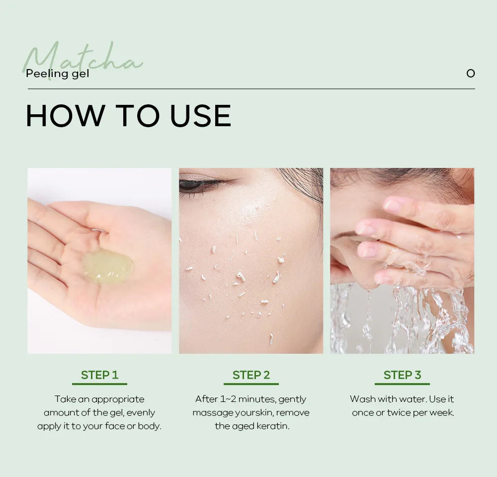 Matcha Peeling Gel Gentle Oil Control Body Face Scrub Cleansing Pores Treatment Acne Remove Blackhead Facial Exfoliation Gel