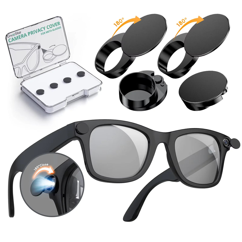 4/6Pcs LED Light Privacy Cover for Ray-Ban Meta Smart Glasses Rotating Camera Lens Shutter for Wayfarer/Skyler/Headliner Gen1&2