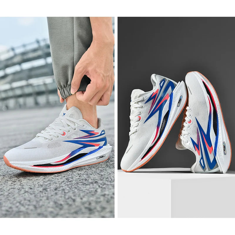  Men's Running Shoes Breathable Cushioning Non-Slip Outdoor Sports Jogging Shoes Couple Trainer Race Sneakers Off-road Shoes