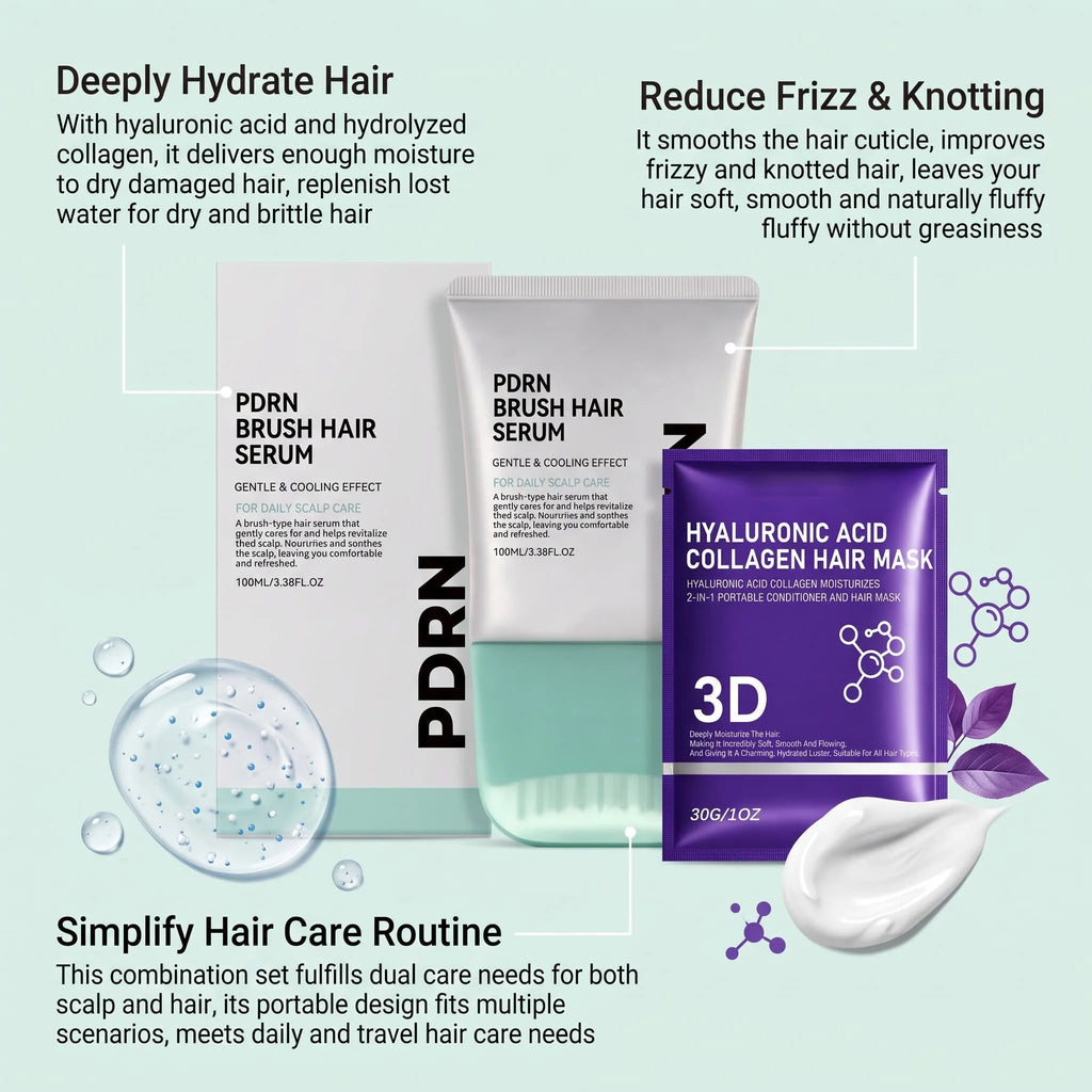 Deep Moisturizing Hair Mask With Hyaluronic Acid Collagen Conditioner Scalp Care Essence Set For Dry Damaged Frizzy Hair Smooth