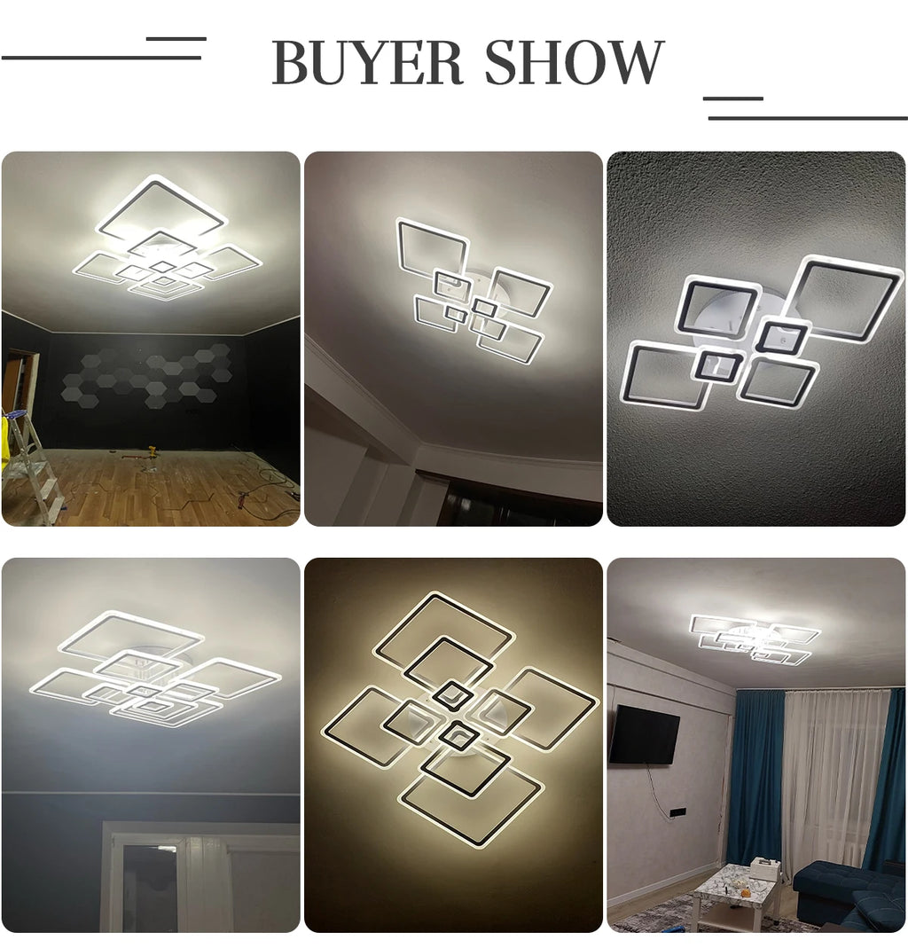 Modern Interior Square Ceiling Light with Remote Control LED Dimmable Ceiling Lamp lustre Living Room Kitchen Bedroom Decoration
