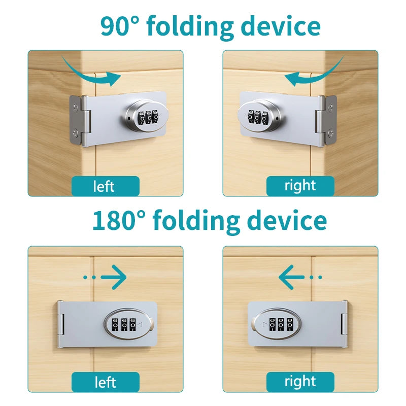 Mechanical Password Locks Door Security Slide Latch Lock for Small Doors Cabinets Barn Door Bathroom Outdoor Garage Garden