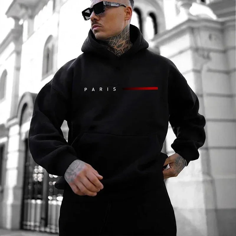 Paris Fashion Men's Hoodie Autumn Winter Daily Leisure Sports Hoodie 2026 Men's Home Outdoor Comfortable Fashion Hoodie