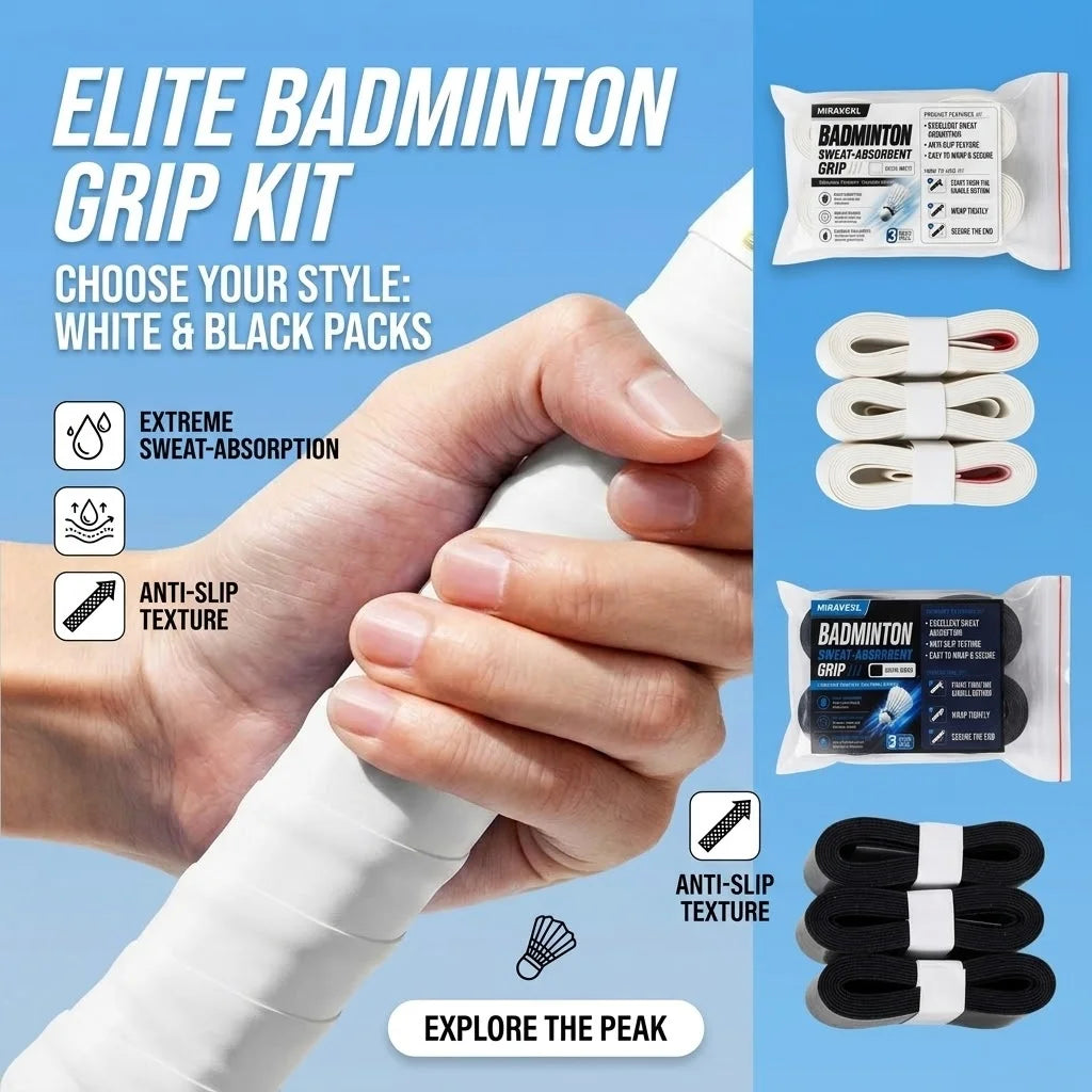 MIRAVEXL 3Pcs Professional Badminton Grip Tape | Anti-Slip Sweat-Absorbent PU TennisOvergrip for Racket Comfort and Control