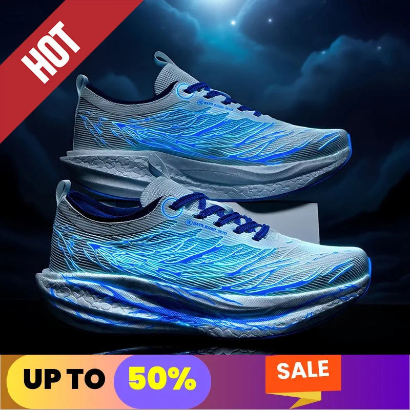Fluorescence Running Shoes CarbonBoard Marathon Men Sports Breathable Women's Comfortable Athletic Sneakers Soft Wear Resistant