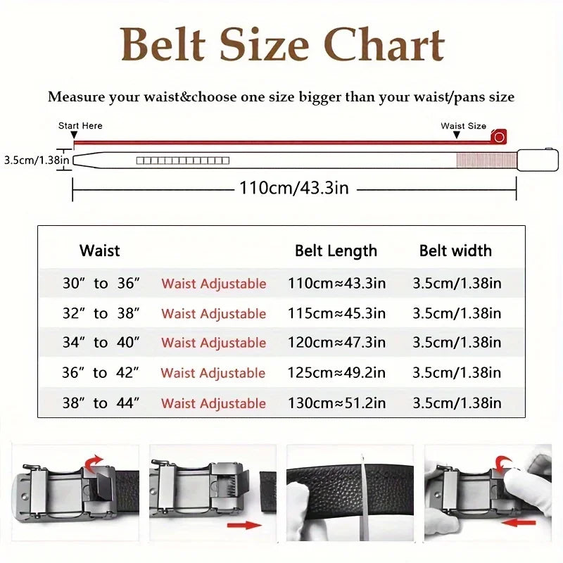 Men's Genuine Leather Cowhide Belt, For Dress Pants