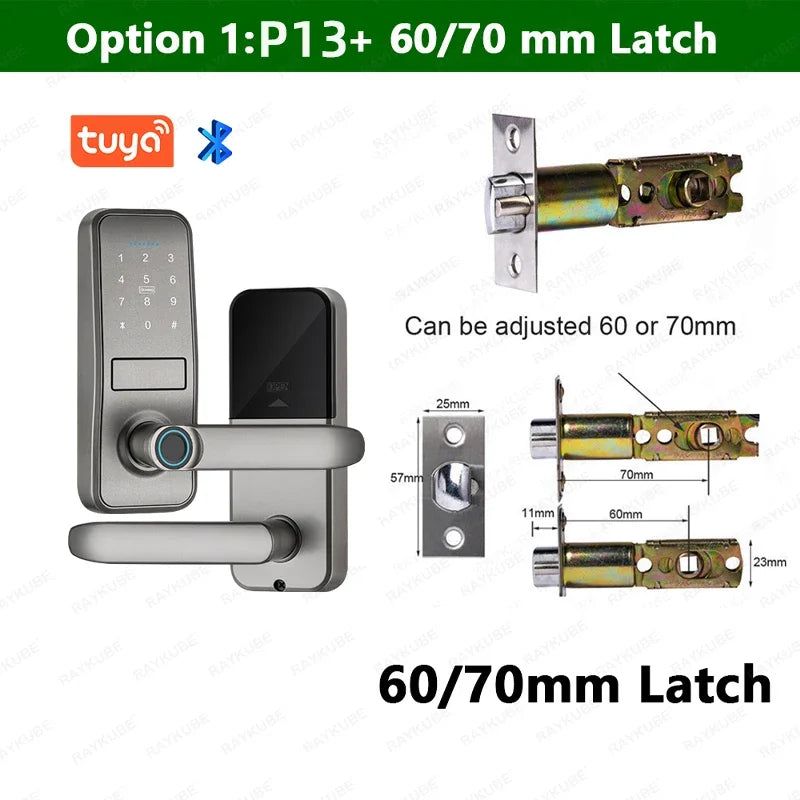 CDOK P13 Smart Biometric Fingerprint Door Lock Electronic Door Lock Tuya/Smartlife App Set Fingerprint/ Password/ Card Unlock