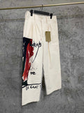 TOP-YAMAMOTO printed replica pure cotton long pants for men and women's casual wear