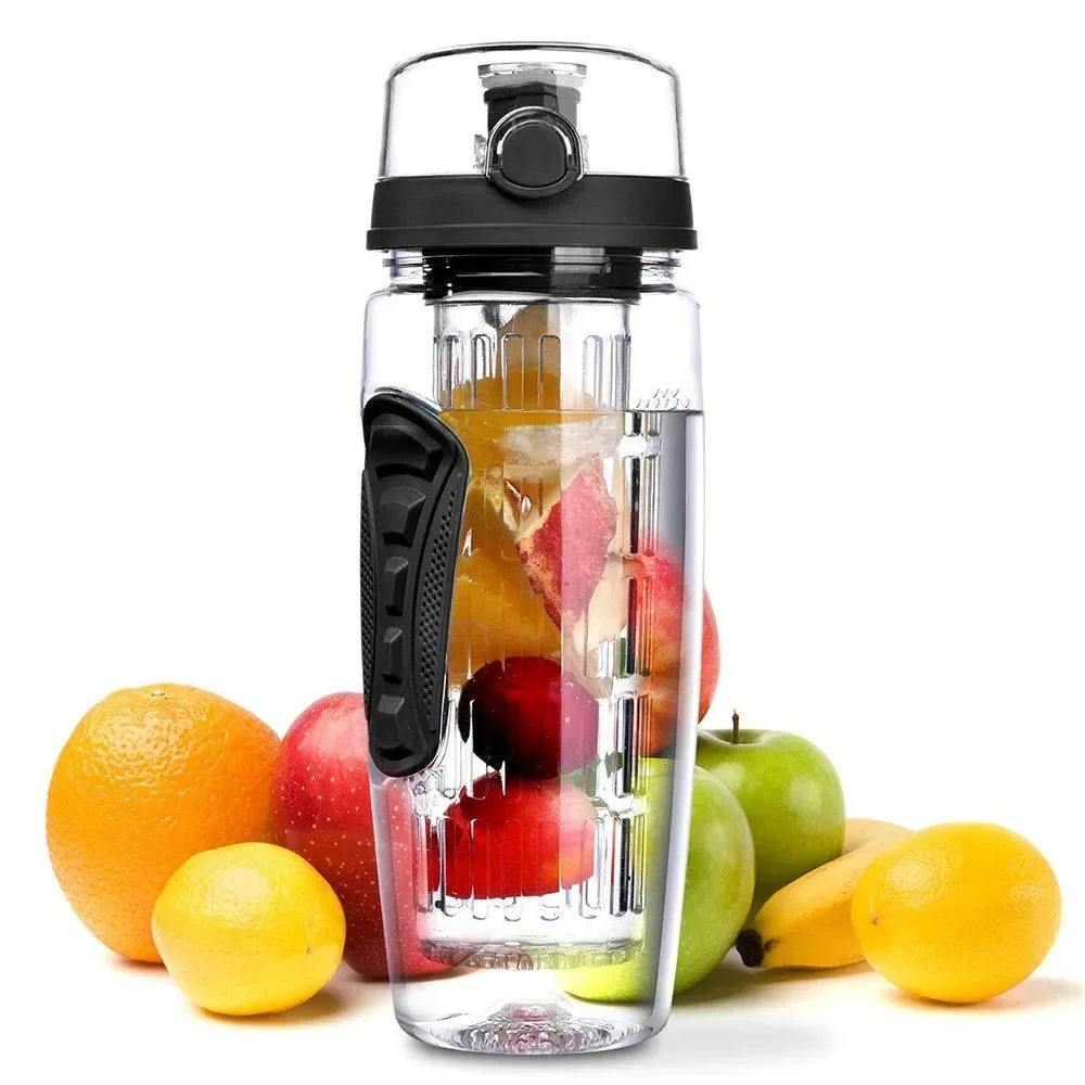 32 OZ Fruit Infuser Water Bottle BPA Free Sports Bottle Tritan Leakproof Plastic Fruit Water Bottle for Gym Camping Travel