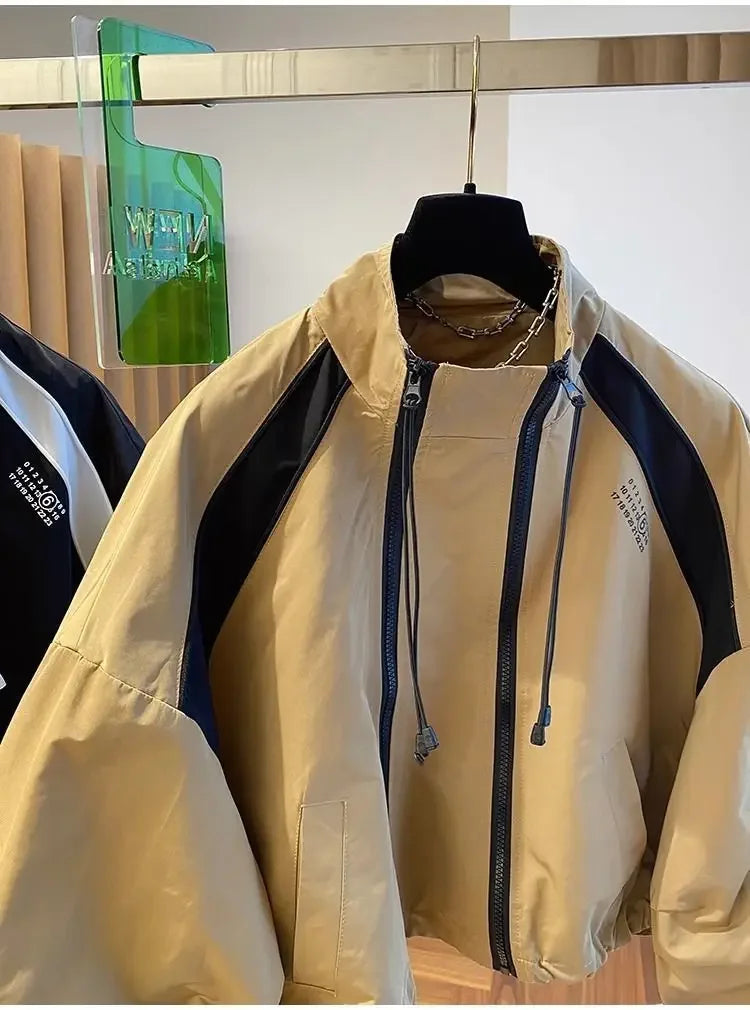 Spring and Autumn Short Jacket Jacket Top Zipper Design Niche Loose Casual Stand Collar Windbreaker Jacket