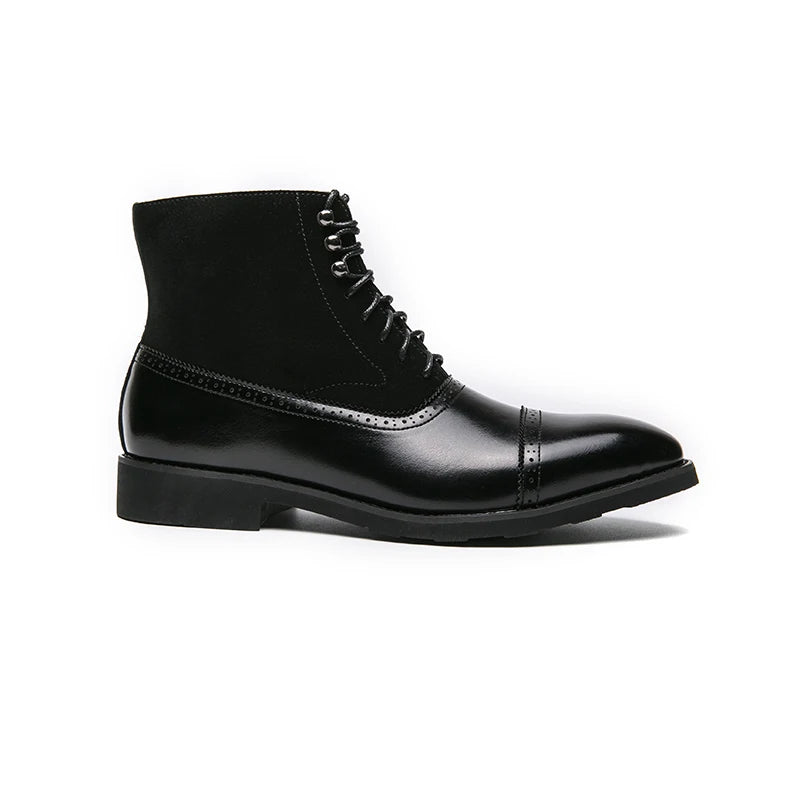 Men Short Boots Brown Bullock Flock Lace-up Square Toe Handmade Business Ankle Shoes for Men with  Zapatos Hombre