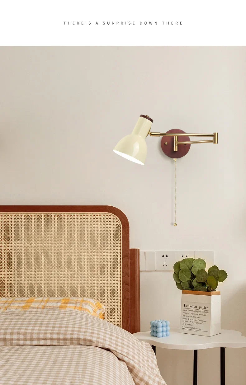 LED Bedroom Bedside Wall Lamp Swing Arm Wall Light Folding Telescopic Study Reading Lamp Study Decor Sconce Lighting