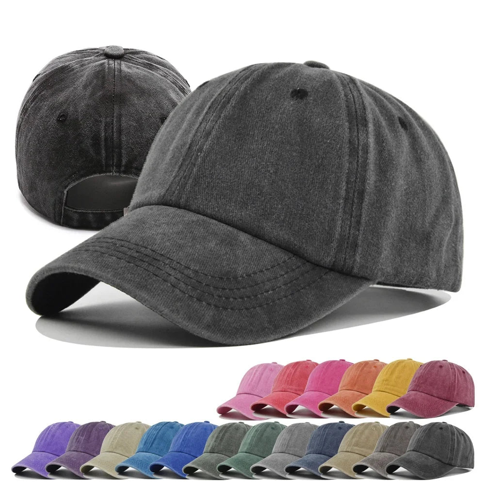 Unisex Baseball Cap Washed Adjustable Sun Hat Soft Top Peaked Hat Men Women Trucker Hat Vintage Outdoor Running Hat Adjustable