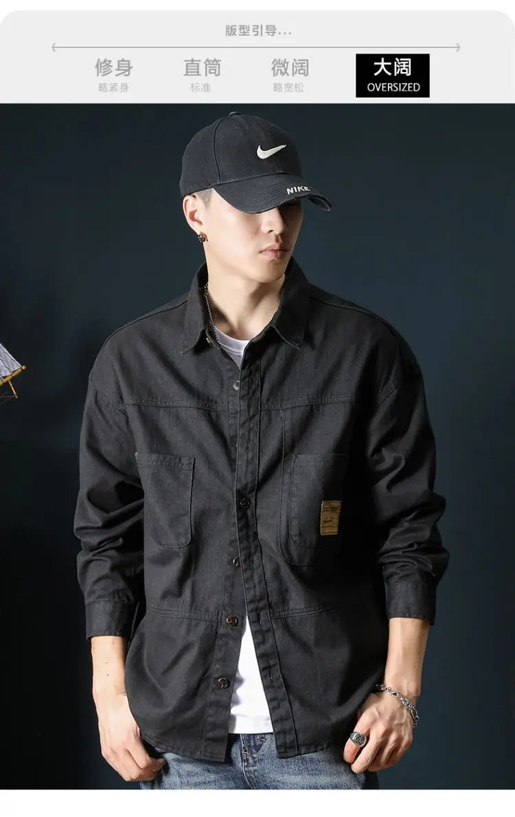 Oversized Men's Long Sleeve 100% Cotton Shirts Male Tops Big Size Fashion Casual Jacket Loose Fit Spring Outwear Plus Large 7XL