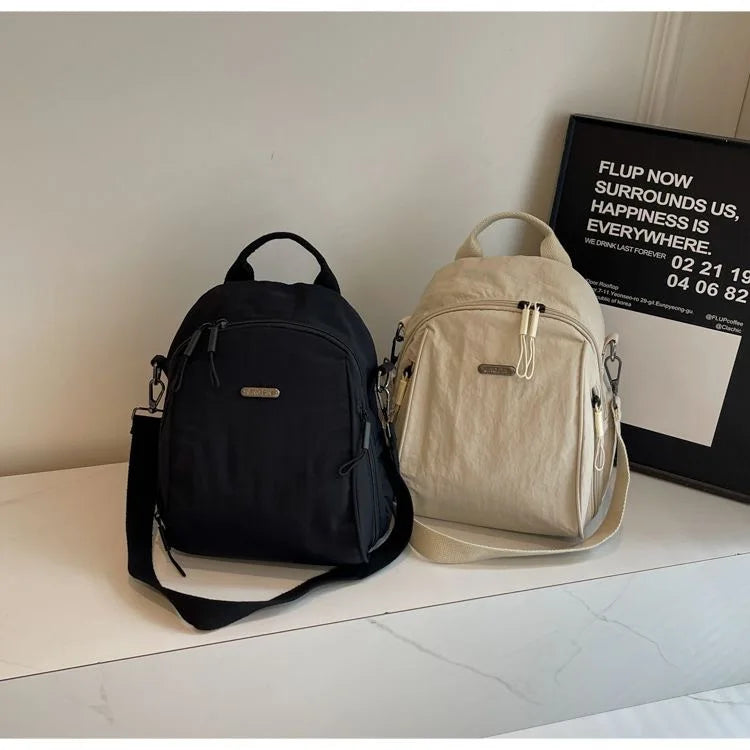 Multi Functional Nylon Mini Backpack, Casual Convertible Crossbody Sling Travel Bag for Women Multi-Pocket Daily Outdoor Daypack