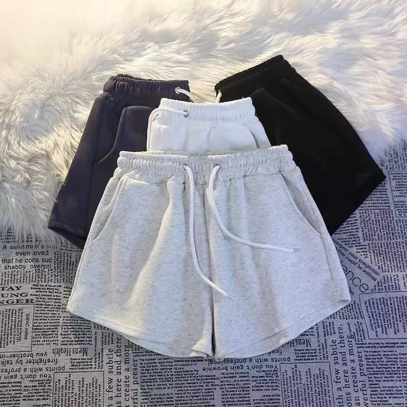 Cotton Drawstring Wide Leg Shorts for Women High Waist Loose Casual Jogging Shorts Y2K Summer Streetwear All Match Baggy Shorts