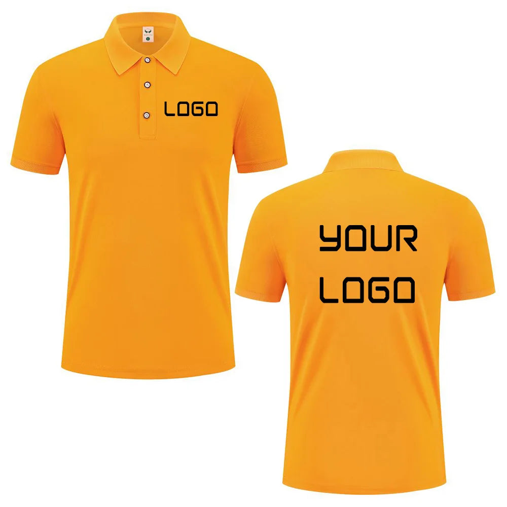 Summer casual polo shirt with custom logo print text image design, breathable workwear short sleeves, polo shirt for men women