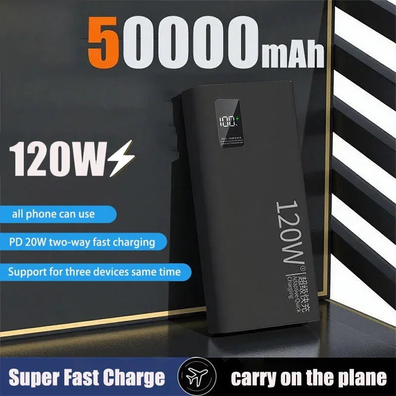 500000mAh 120W Power Bank Большая емкость Супер быстрая зарядка батареи Зарядка