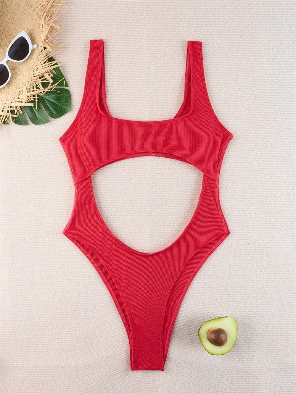 Retro Extrem Bikini Cut Out Backless Monokini Ribbed Swimsuit Women One-Piece Push Up Vacation Swimwears Brazil Beach Bath Suits