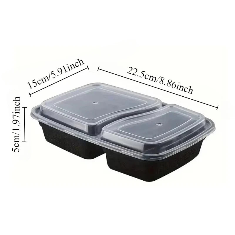5/10PCS Black Two Compartment Food Lunch Box Fast Food Fruit American Square Box Two Compartments Picnic Graduation Season