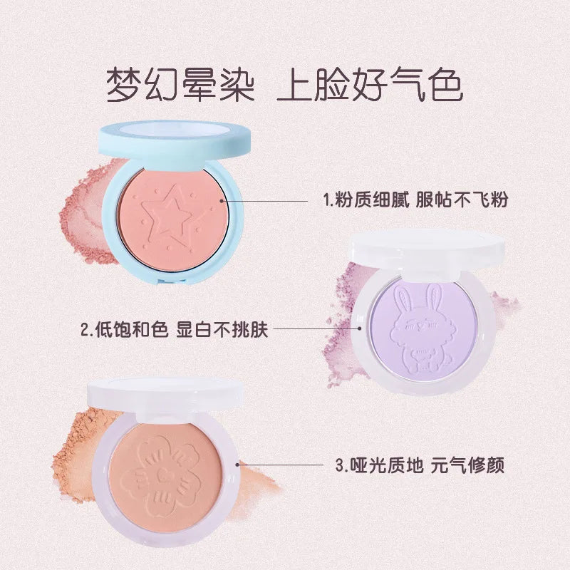 JILL LEEN Monochrome Colorful Soft Mist Blush Disc Highlight Grooming Peach Gills Purple Matte Brightening Expansion Color