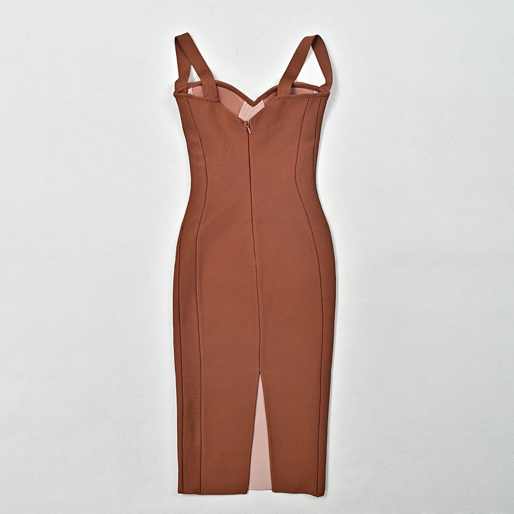 BEAUKEY Sexy Vintage Black Bandage Dress 2025 For Women Summer Draped Spaghetti Split Contrast Bodycon Dress XL Paded Vestido