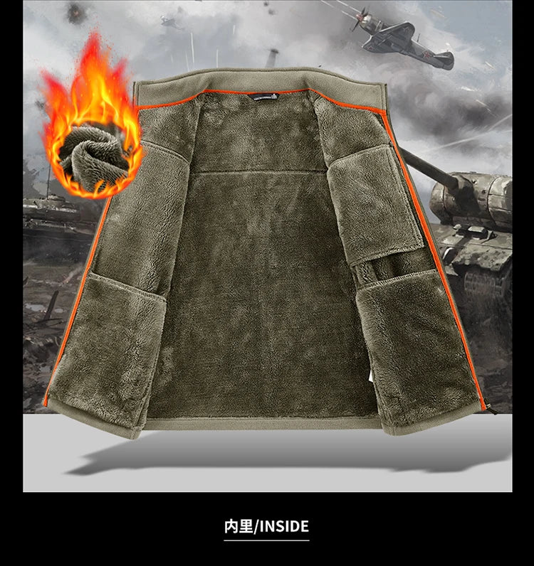 New Outerwear Men's Fleece Jacket Sweatshirts Male Thick Fleece and Windproof Sweatshirts Men Stand Up Collar Zipper Jacket Coat