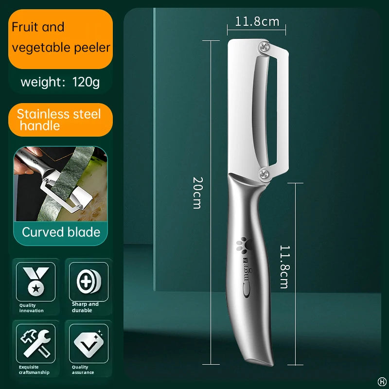 Stainless steel peeler with wooden handle for peeling and slicing fruits and vegetables | Durable and smooth operation
