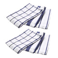 AFOURT-6Piece High Quality Blue White Plaid Striped Tea Towel Kitchen Towel Napkin Table Cloth 100% Cotton Woven Fabric