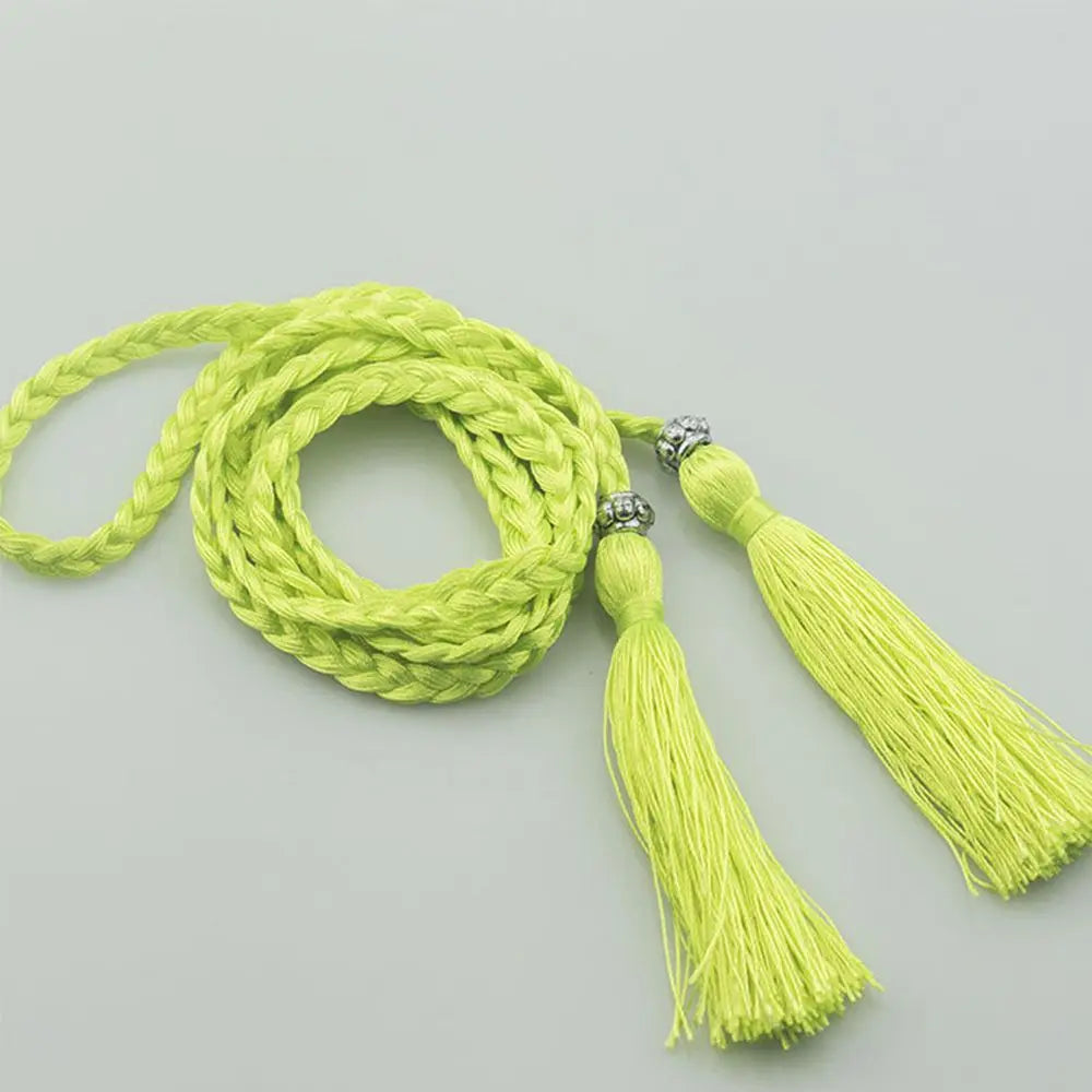 160cm Thin Bow Tassle Dress Woven Rope Tassles Belts Waist Chain Braided Belts Waist Rope