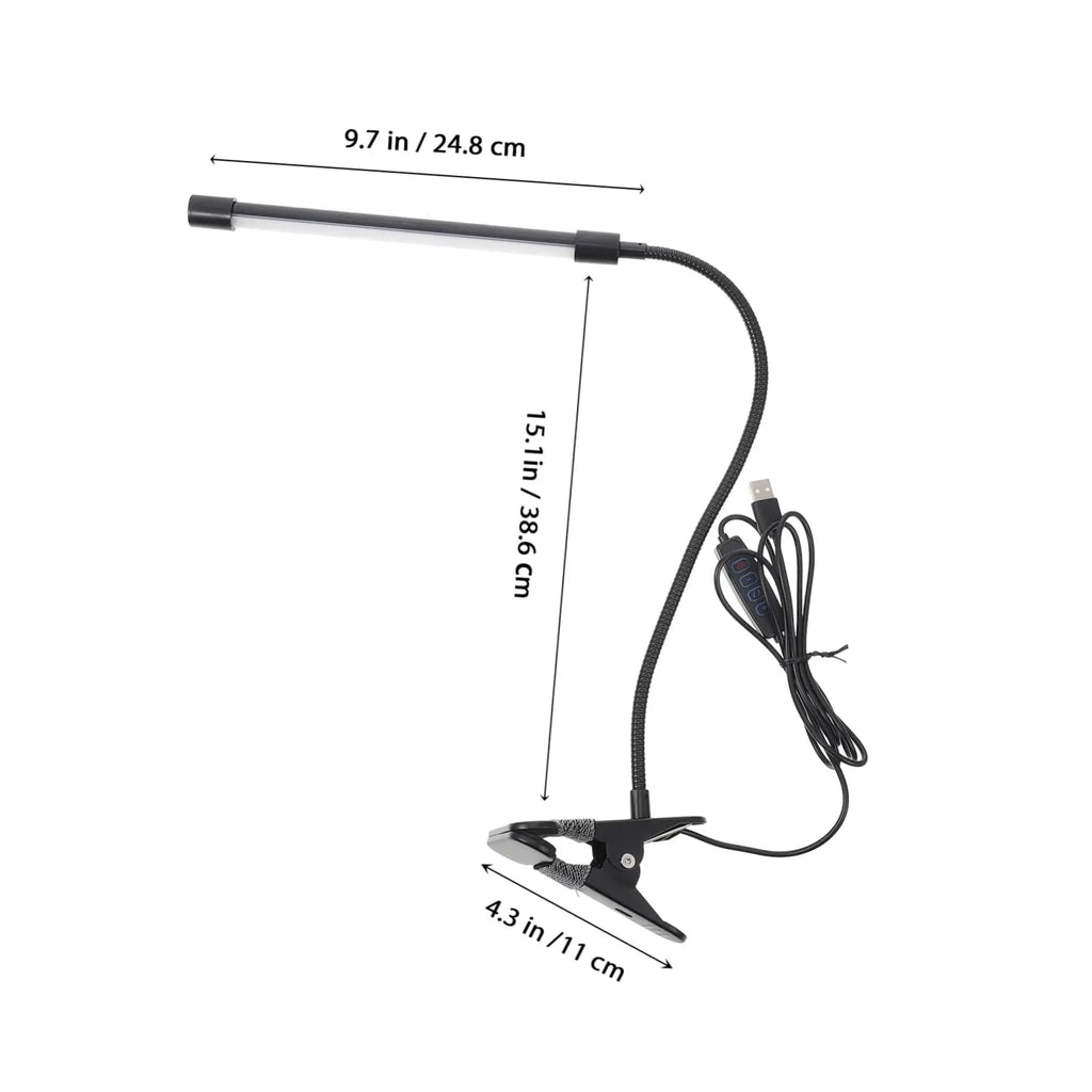 LED Clip-on Reading Light,with 3 Modes and 10 Adjustable Brightness Levels,for Bedside,Workbench,Drawing,USB Adapter Included