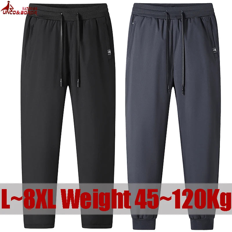 Plus Size 7XL 8XL Men's Winter Pant Fleece Velvet Plush Trouser Male Thermal Thick Warm Windproof Casual Joggers Waterproof Pant