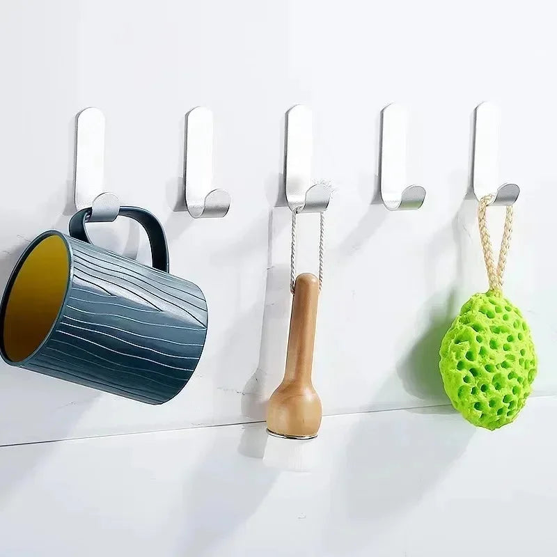 6Pcs Strong Self-Adhesive J-hook Waterproof Adhesive Hanging,Bathroom Towel Key Kitchen