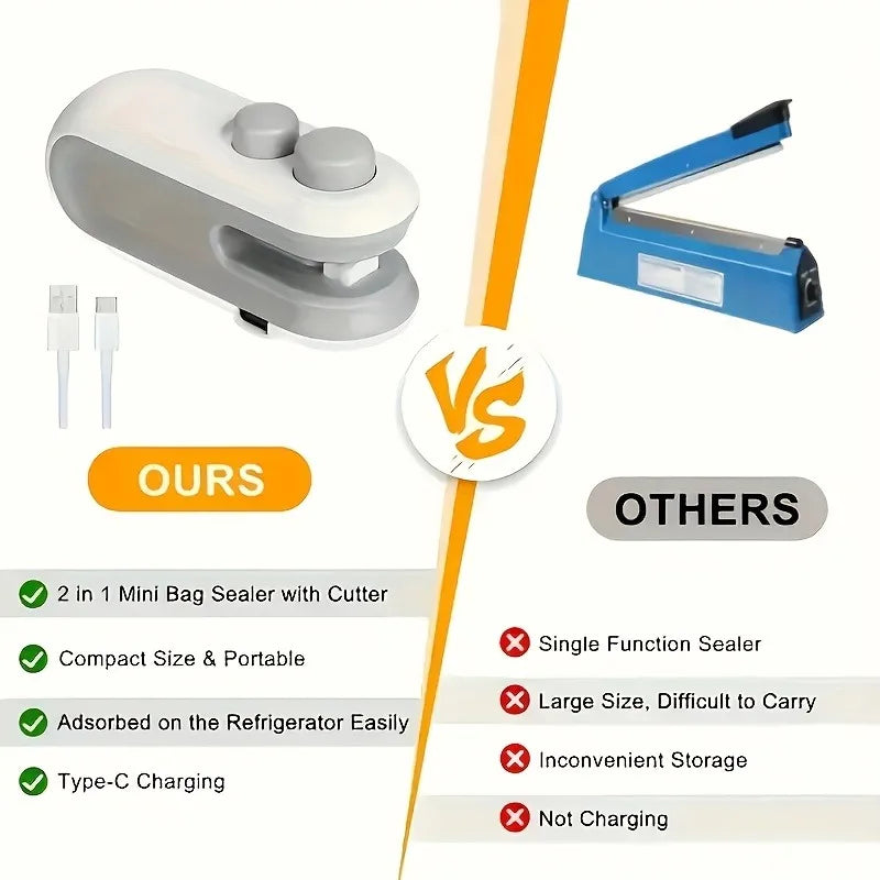 1pc Rechargeable Snack Bag Sealer: USB Magnetic Mini Sealer for Food Storage & Travel
