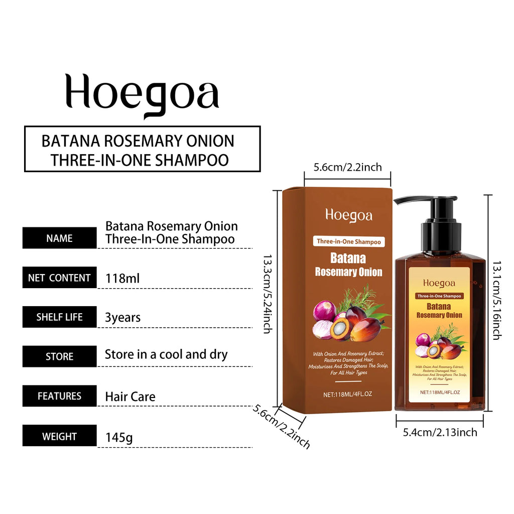 3 In 1 Batana Rosemary Onion Shampoo Deep Cleansing Remove Dandruff Soothe Scalp Anti Hair Loss Deep Nourish Hair Care Shampoo