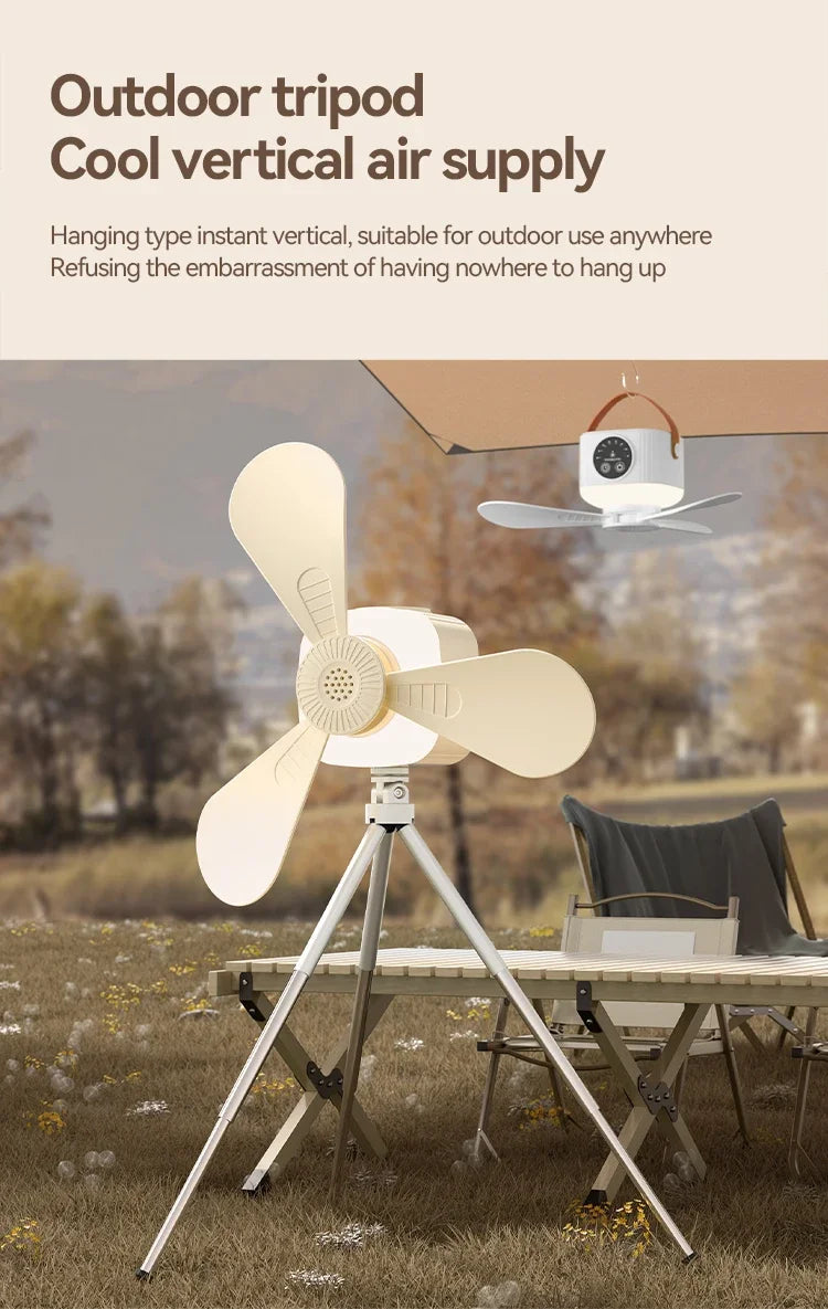 2026 New Portable Rechargeable Ceiling Fan Wireless USB Hanging Fan for Student Dorm Bed Outdoor Camping