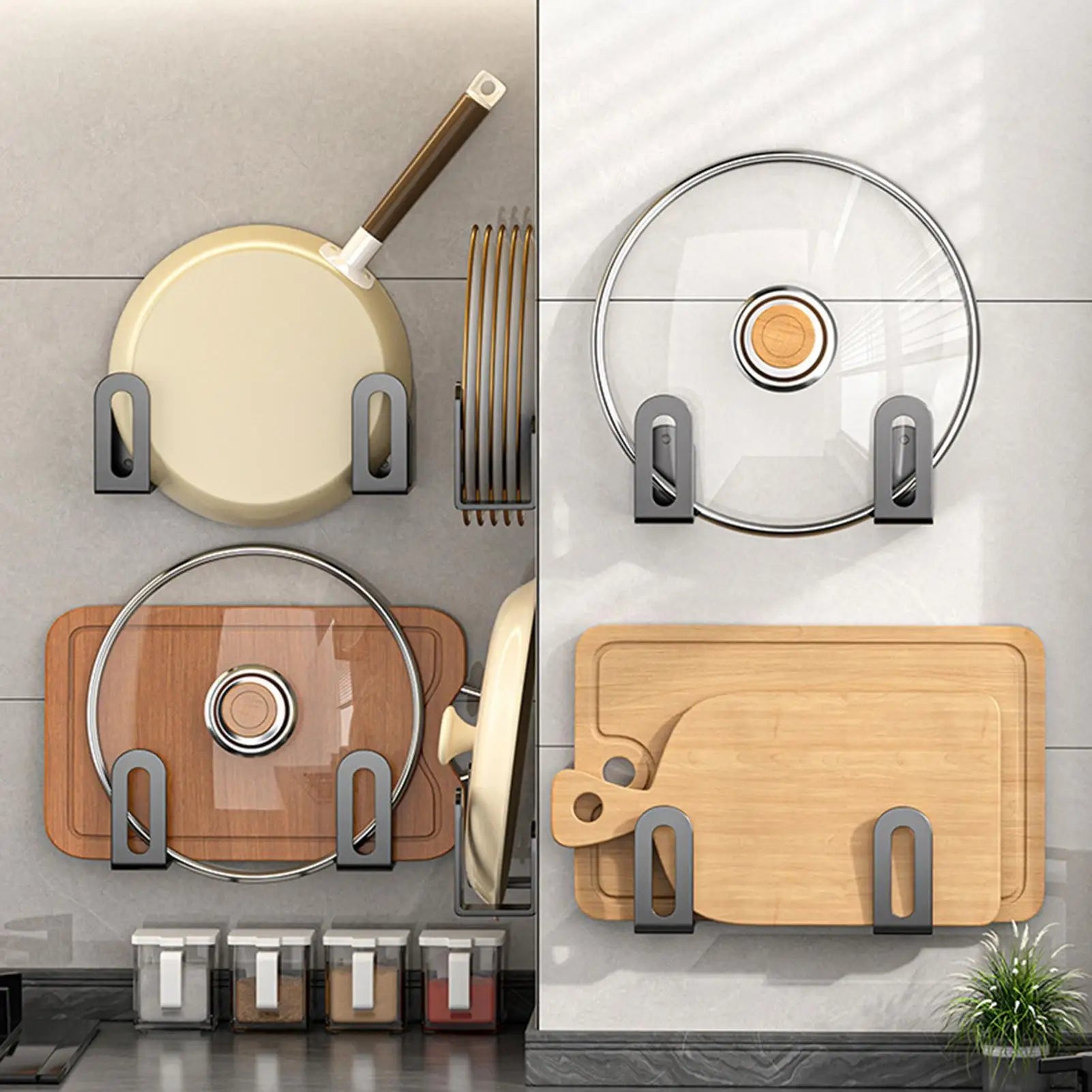 Kitchen Storage Rack For Cutting Board Pot Cover Sink Sponge Organizer Bathroom Wall Mounted Multifunctional Organizer Rack