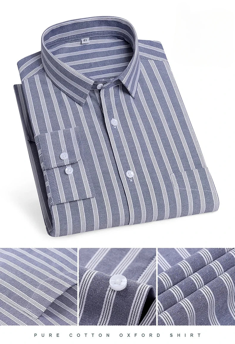 New in shirt over size long-sleeve shirts for men slim fit formal plain shirt soft comfortable striped plaid office full clothes