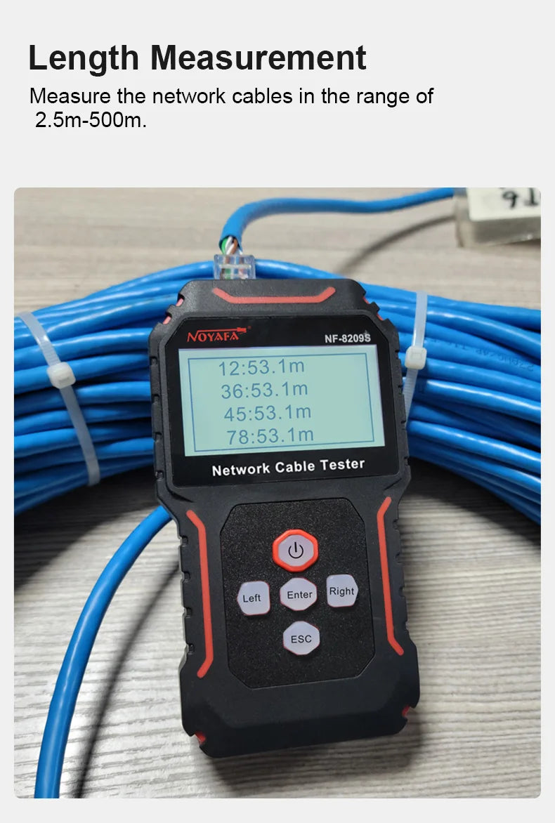 Network Cable Tracker NOYAFA NF-8209S Lan Measure Tester Network Tools LCD Display Measure Length Wiremap Tester Cable Tracker