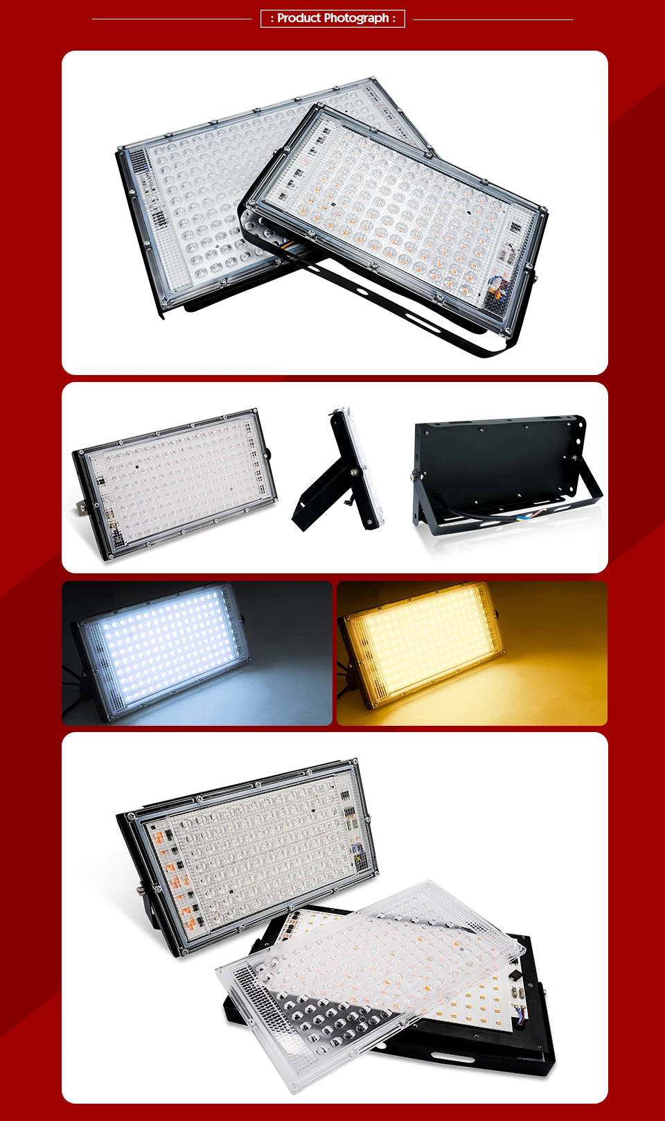 LED Flood Light 50W 100W Outdoor Lighting AC 110V 220V Floodlight IP65 Reflector Projecteur Led Exterieur Focus Spotlight