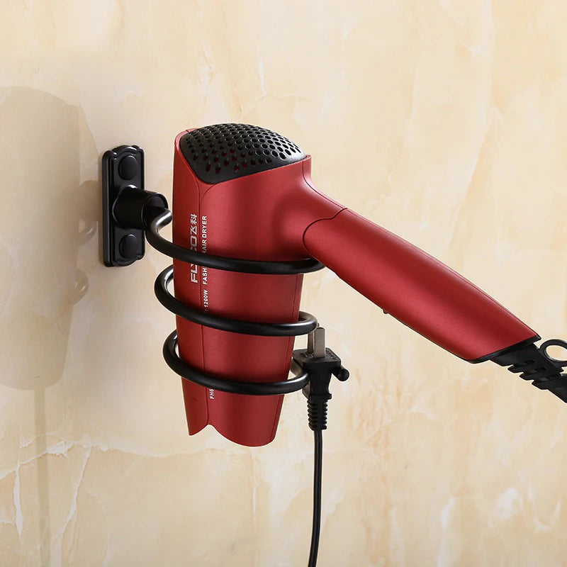 Hair Dryer Holder Aluminum Antique Bathroom Shelf Storage Nail Free Wall Shelf Mounted Organizer Spiral Stand Toothbrush Holder